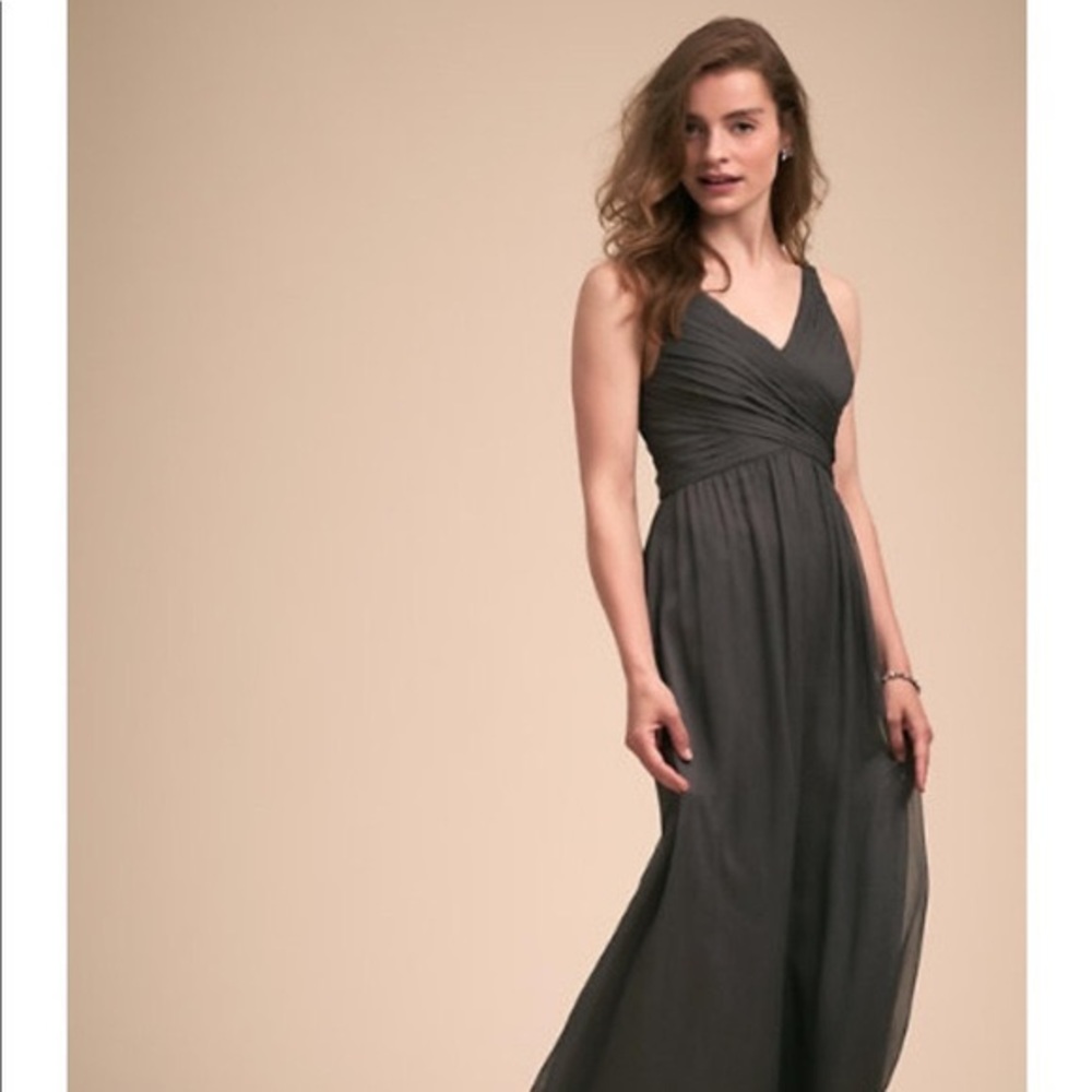 Anthropologie by BHLDN Chiffon Dress in Charcoal Gray Size XL